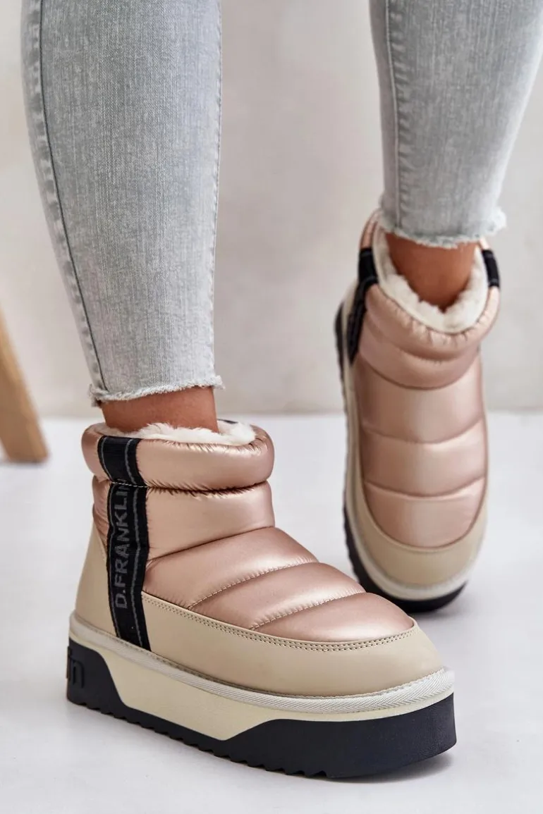 Niskie Śniegowce Na Grubej Podeszwie D.Franklin DFSH371010 Beżowe