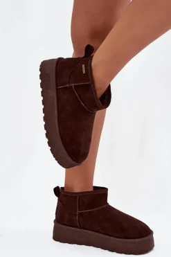 Niskie Śniegowce Na Platformie Big Star OO274A101 Czekoladowe