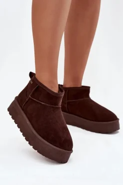 Niskie Śniegowce Na Platformie Big Star OO274A101 Czekoladowe