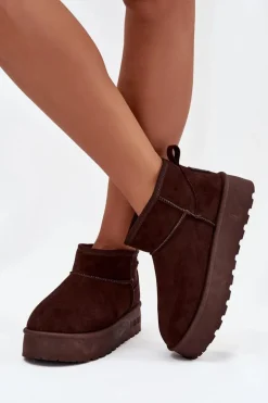 Niskie Śniegowce Na Platformie Big Star OO274A101 Czekoladowe