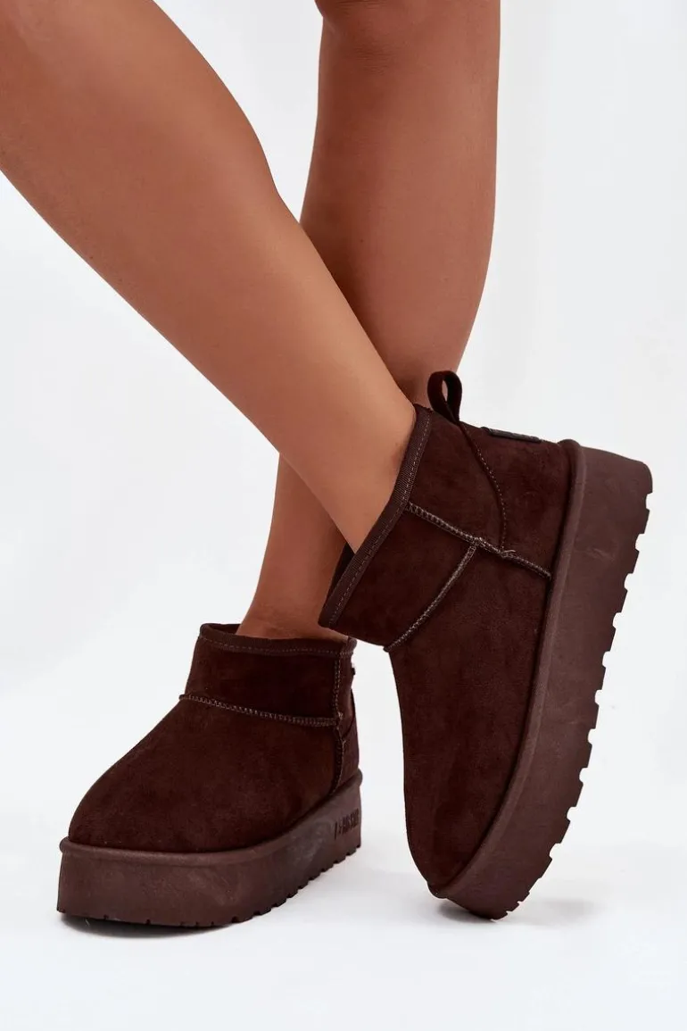 Niskie Śniegowce Na Platformie Big Star OO274A101 Czekoladowe