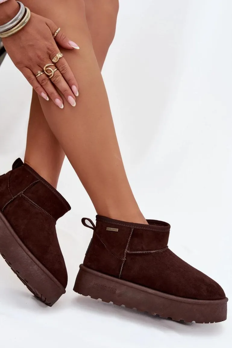 Niskie Śniegowce Na Platformie Big Star OO274A101 Czekoladowe