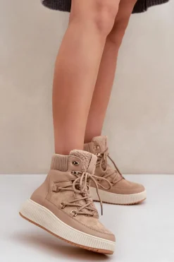 Niskie Śniegowce Na Platformie Brązowe Naliora