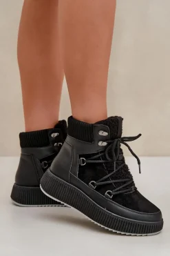 Niskie Śniegowce Na Platformie Czarne Naliora