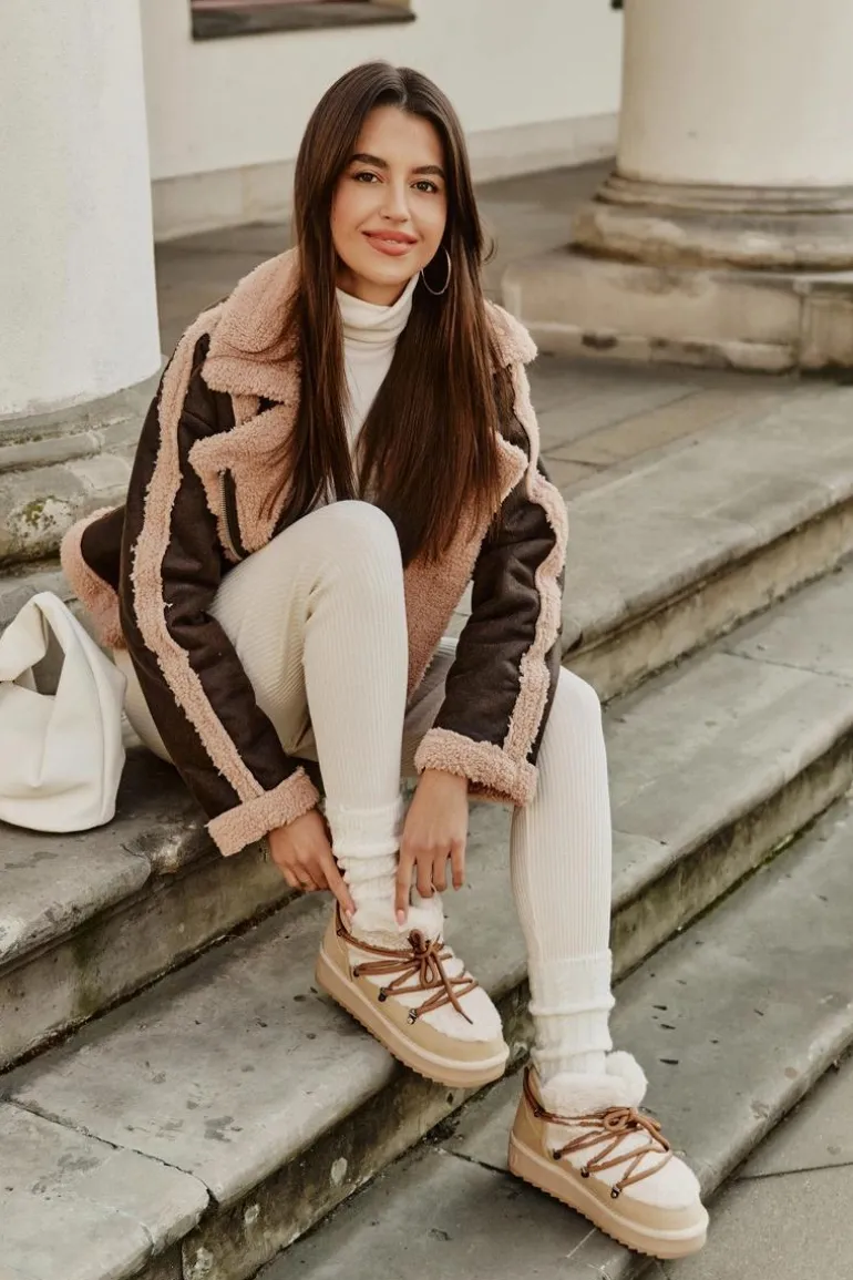 Niskie Śniegowce Na Platformie Z Futerkiem D.Franklin DFSH370011 Beżowe