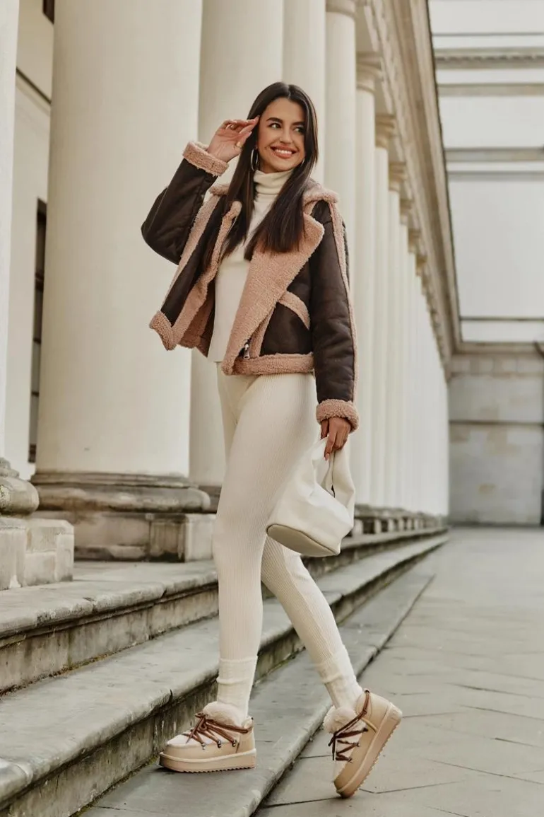 Niskie Śniegowce Na Platformie Z Futerkiem D.Franklin DFSH370011 Beżowe