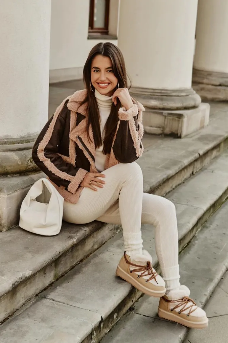 Niskie Śniegowce Na Platformie Z Futerkiem D.Franklin DFSH370011 Beżowe