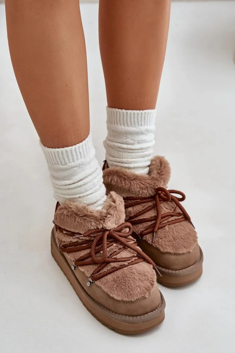 Niskie Śniegowce Na Platformie Z Futerkiem D.Franklin DFSH370011 Brązowe