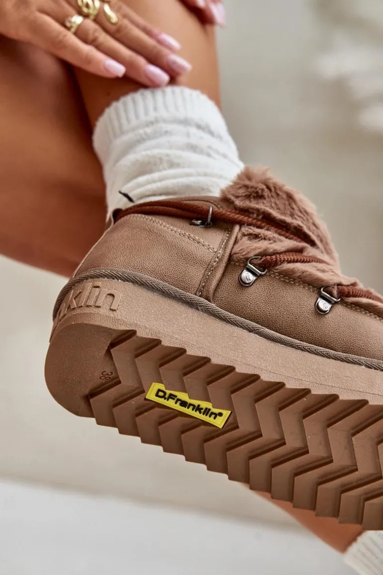 Niskie Śniegowce Na Platformie Z Futerkiem D.Franklin DFSH370011 Brązowe