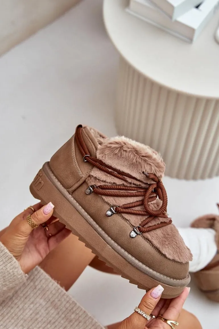 Niskie Śniegowce Na Platformie Z Futerkiem D.Franklin DFSH370011 Brązowe