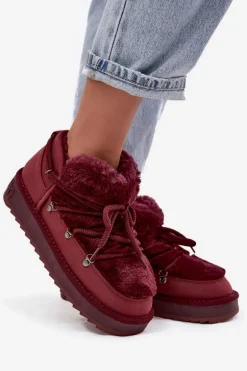 Niskie Śniegowce Na Platformie Z Futerkiem D.Franklin DFSH370011 Bordowe