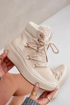 Niskie Śniegowce Na Platformie Jasnobeżowe Naliora