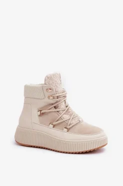 Niskie Śniegowce Na Platformie Jasnobeżowe Naliora