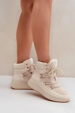 Niskie Śniegowce Na Platformie Jasnobeżowe Naliora