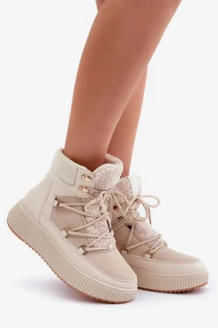 Niskie Śniegowce Na Platformie Jasnobeżowe Naliora