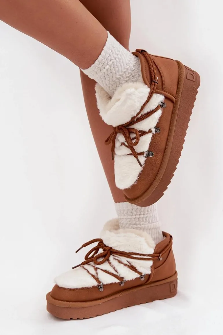 Niskie Śniegowce Na Platformie Z Futerkiem D.Franklin DFSH370011 Camel