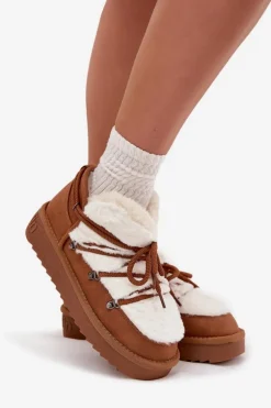 Niskie Śniegowce Na Platformie Z Futerkiem D.Franklin DFSH370011 Camel