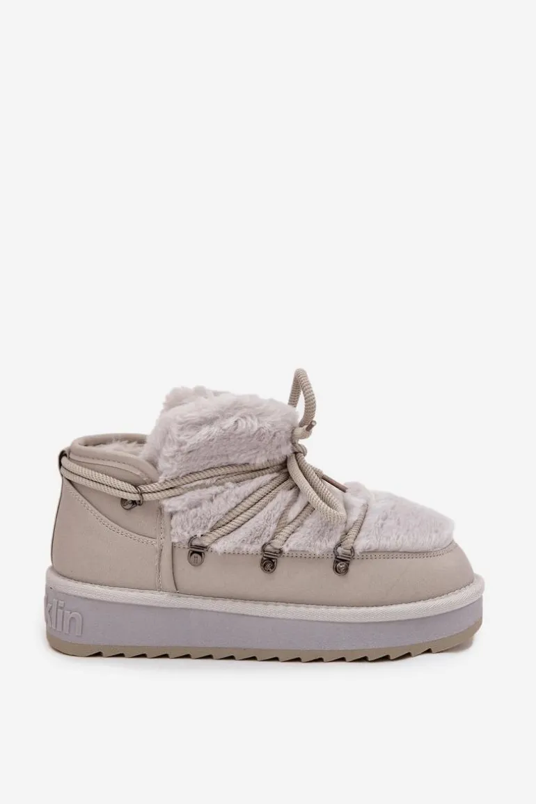 Niskie Śniegowce Na Platformie Z Futerkiem D.Franklin DFSH370011 Jasnoszare