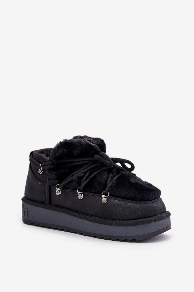 Niskie Śniegowce Na Platformie Z Futerkiem D.Franklin DFSH370011 Czarne