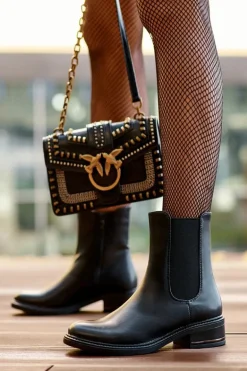 Niskie Skórzane Botki Sztyblety Damskie Czarne Tyber