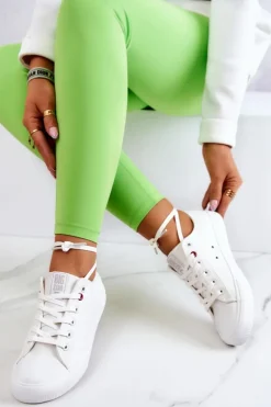 Niskie Skórzane Tenisówki Big Star JJ274007 Białe