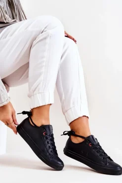 Niskie Skórzane Tenisówki Big Star JJ274006 Czarne