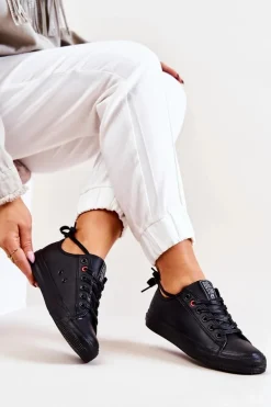 Niskie Skórzane Tenisówki Big Star JJ274006 Czarne