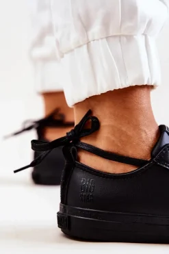 Niskie Skórzane Tenisówki Big Star JJ274006 Czarne