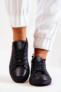 Niskie Skórzane Tenisówki Big Star JJ274006 Czarne