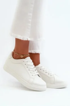 Niskie Sneakersy Buty Sportowe Damskie Z Eko Skóry Białe Diunna