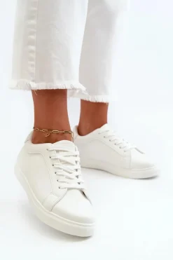 Niskie Sneakersy Buty Sportowe Damskie Z Eko Skóry Białe Diunna