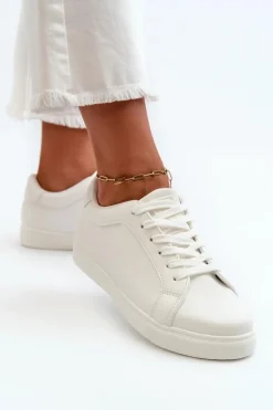 Niskie Sneakersy Buty Sportowe Damskie Z Eko Skóry Białe Diunna