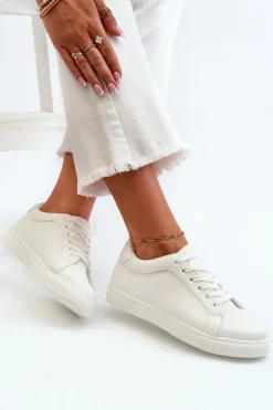 Niskie Sneakersy Buty Sportowe Damskie Z Eko Skóry Białe Diunna