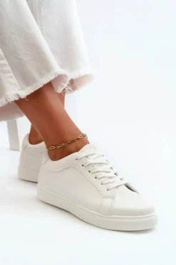Niskie Sneakersy Buty Sportowe Damskie Z Eko Skóry Białe Diunna