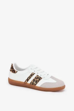 Niskie Sneakersy Damskie Z Eko Skóry Panterka Białe Nonalorin
