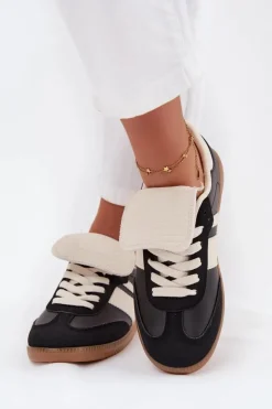 Niskie Sneakersy Damskie Z Wywiniętym Językiem Czarne Ardira