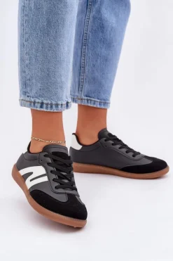 Niskie Sneakersy Damskie Z Eko Skóry Czarne Navidemi