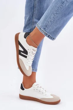 Niskie Sneakersy Damskie Z Eko Skóry Biało-Czarne Navidemi