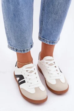 Niskie Sneakersy Damskie Z Eko Skóry Biało-Czarne Navidemi