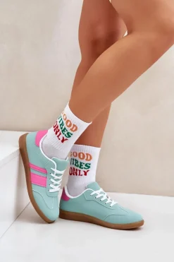 Niskie Sneakersy Damskie Z Eko Skóry Miętowe Nonalorin