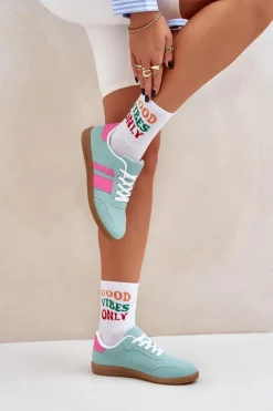 Niskie Sneakersy Damskie Z Eko Skóry Miętowe Nonalorin