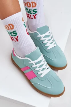 Niskie Sneakersy Damskie Z Eko Skóry Miętowe Nonalorin