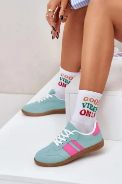 Niskie Sneakersy Damskie Z Eko Skóry Miętowe Nonalorin