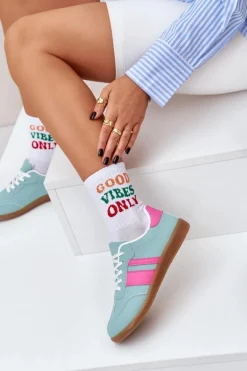 Niskie Sneakersy Damskie Z Eko Skóry Miętowe Nonalorin