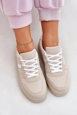 Niskie Sneakersy Damskie Na Platformie Beżowe Telmira