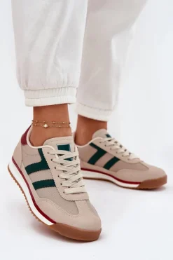 Niskie Sneakersy Damskie Ciemnobeżowe Rulaana