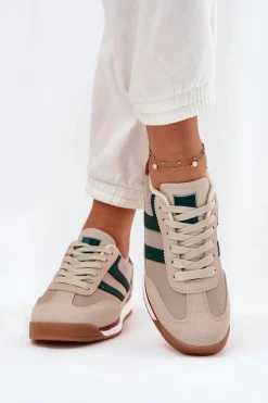 Niskie Sneakersy Damskie Ciemnobeżowe Rulaana