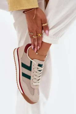 Niskie Sneakersy Damskie Ciemnobeżowe Rulaana