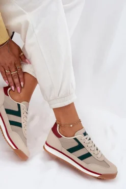 Niskie Sneakersy Damskie Ciemnobeżowe Rulaana