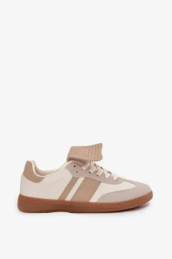 Niskie Sneakersy Damskie Z Wywiniętym Językiem Beżowe Ardira